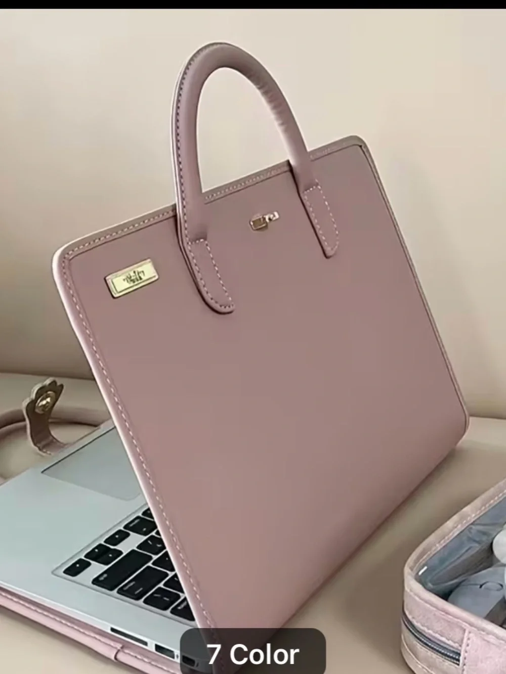Elegant Pink Structured Tote Bag - Unbranded